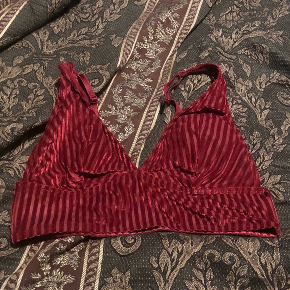 NWT VS PINK Burgundy Longline Velour Velvet Bralette Sz XL - Picture 3 of 5